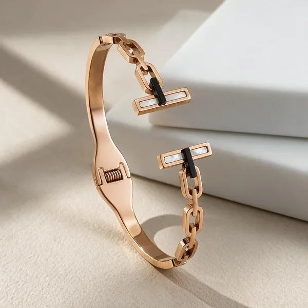 Gold_Stainless_Steel_Chain_Link_Open_Cuff_Bracelet_For_Women