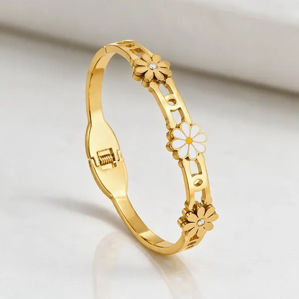 Gold_Stainless_Steel_Daisy_Bloom_Open_Cuff_Bracelet_For_Women