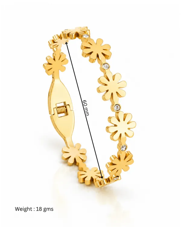 Gold_Stainless_Steel_Daisy_Cz_Row_Open_Cuff_Bracelet_For_Women