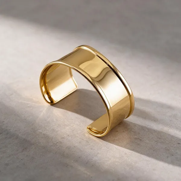 Gold_Stainless_Steel_Domed_Aura_Cuff_Bracelet_For_Women