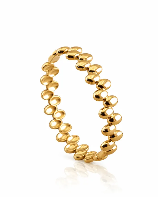 Gold_Stainless_Steel_Domed_Link_Cuff_Bracelet_For_Women