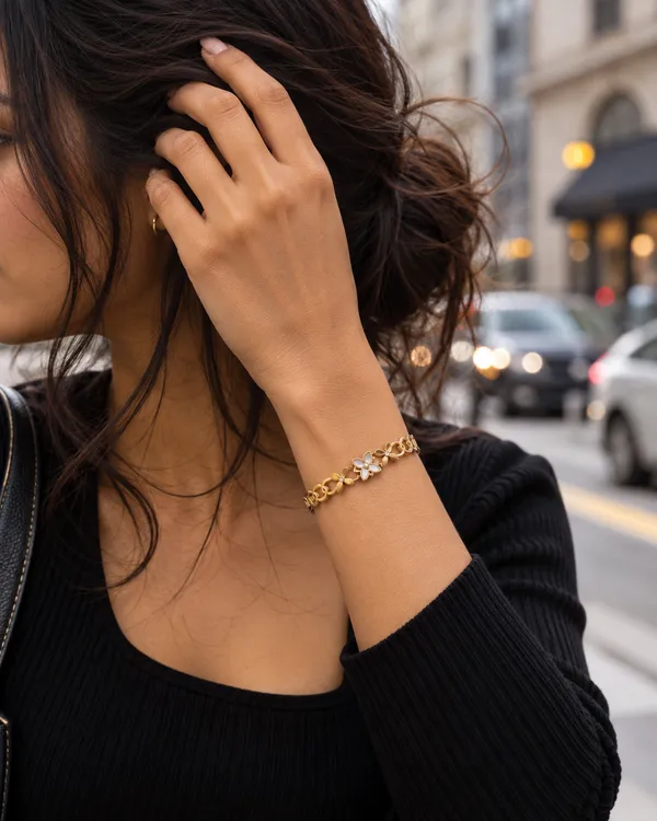 Fleur_Motif_Chain_Spring_Cuff_Bracelet