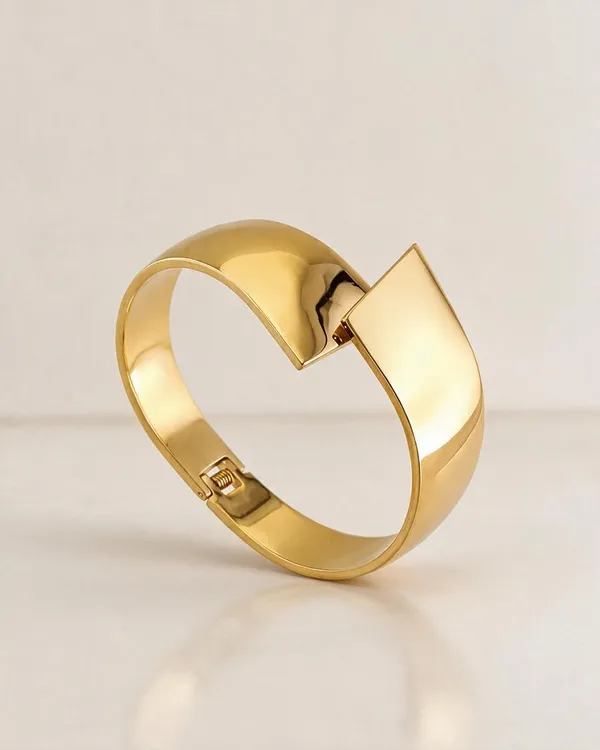 Gold_Stainless_Steel_Folded_Contour_Cuff_Bracelet_For_Women