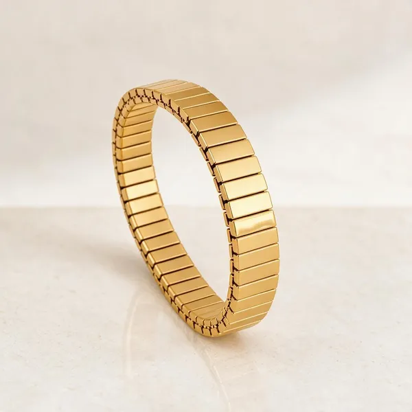 Gold_Stainless_Steel_Tile_Stretch_Cuff_Bracelet_For_Women