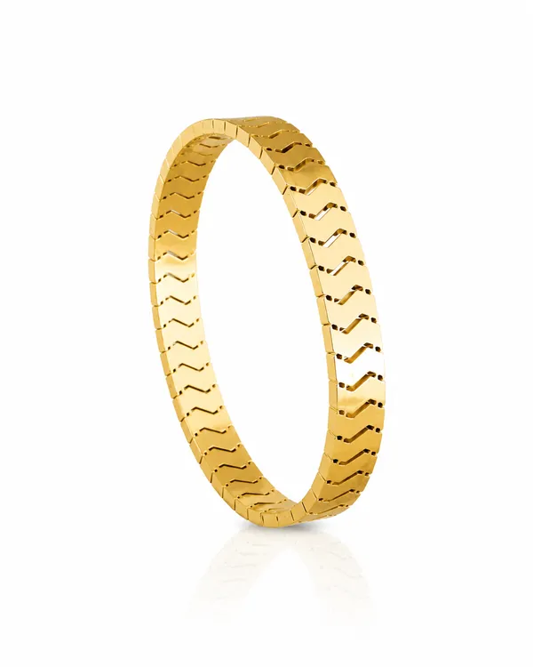 Gold_Stainless_Steel_Ripple_Bangle_For_Women