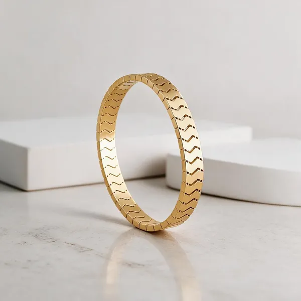 Gold_Stainless_Steel_Ripple_Bangle_For_Women