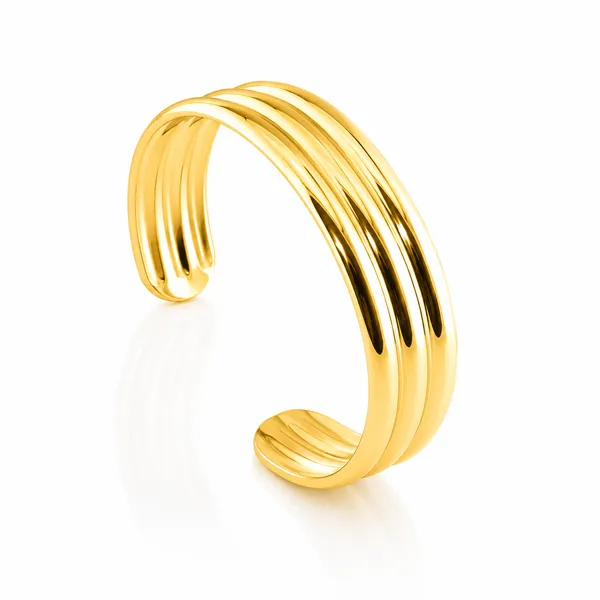 Gold_Stainless_Steel_Triple-Band_Cuff_Bracelet_For_Women
