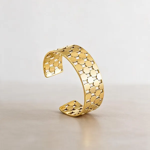 Gold_Stainless_Steel_Honeycomb_Aura_Cuff_Bracelet_For_Women