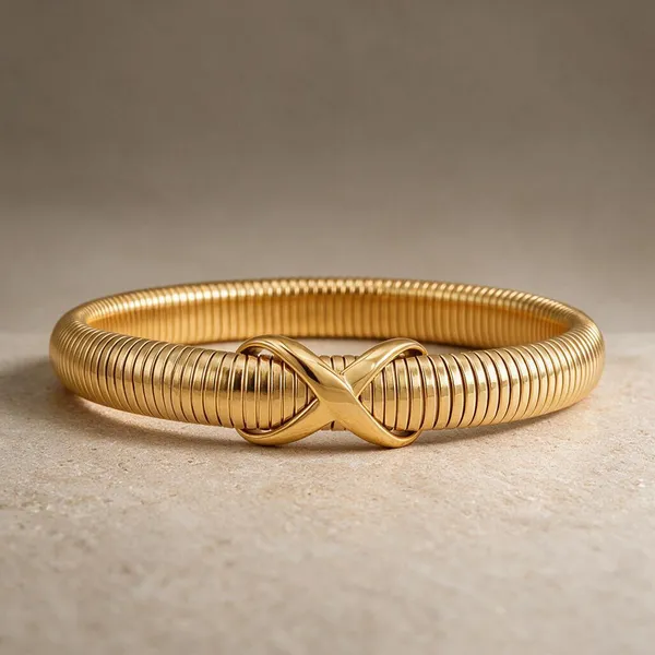 Gold_Stainless_Steel_Infinity_Knot_Spring_Cuff_Bracelet_For_Women