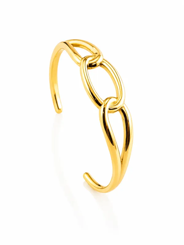 Gold_Stainless_Steel_Interlink_Geometric_Cuff_Bracelet_For_Women