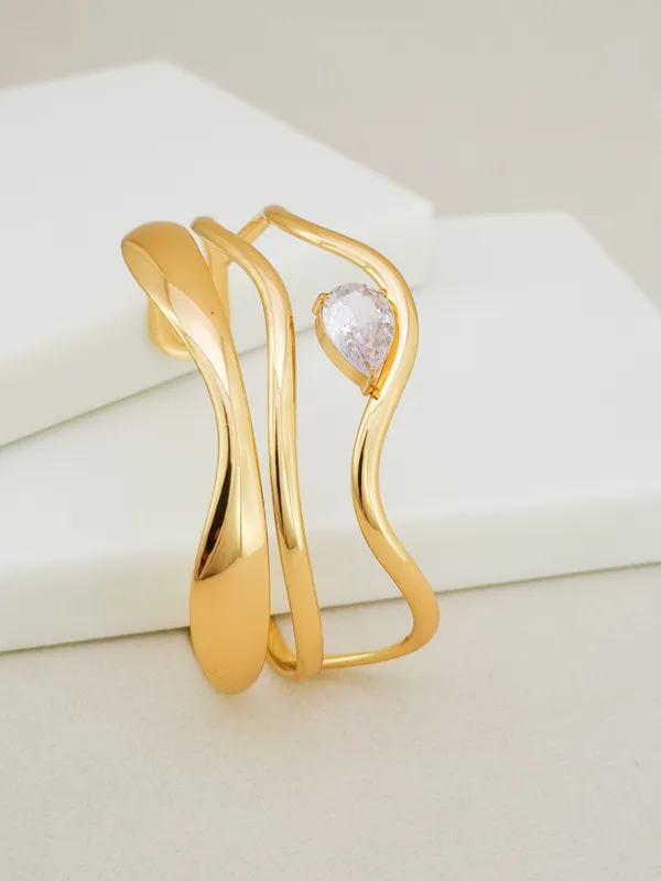 Liquid_Wave_CZ_Pear_Open_Cuff_Bracelet