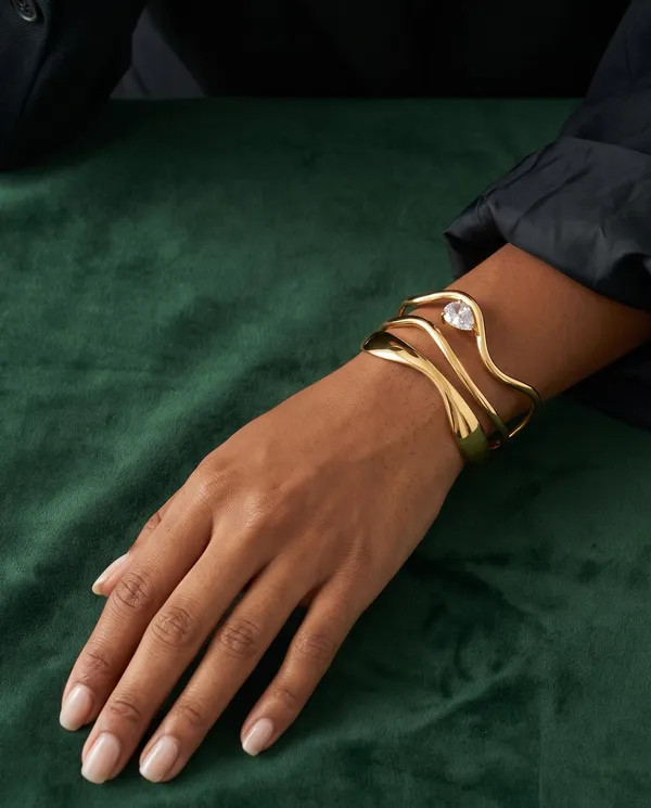 Liquid_Wave_CZ_Pear_Open_Cuff_Bracelet