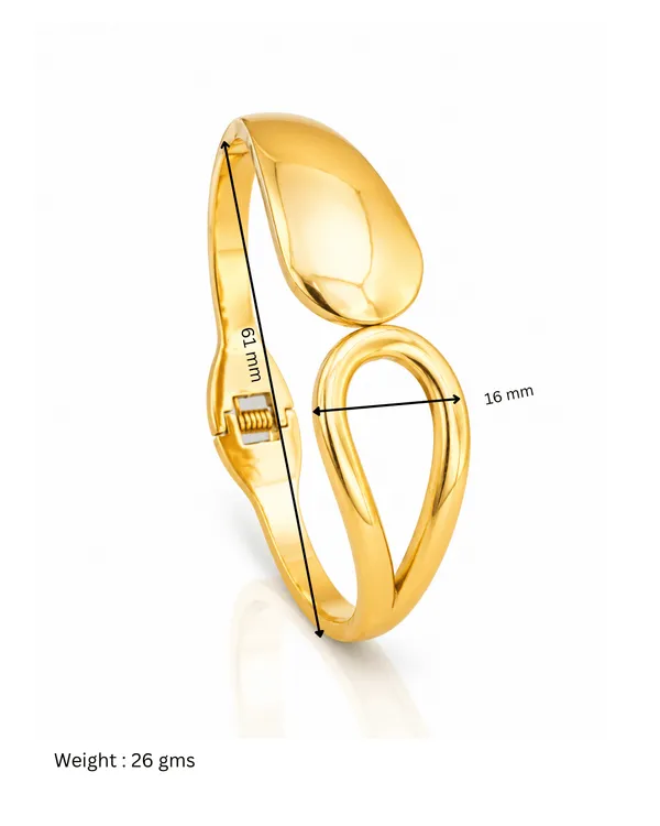 Gold_Stainless_Steel_Molten_Teardrop_Spring_Cuff_Bracelet_For_Women