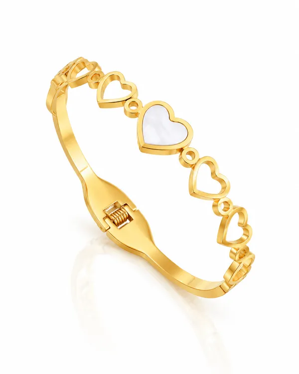 Gold_Stainless_Steel_Pearl_Heart_Row_Spring_Cuff_Bracelet_For_Women