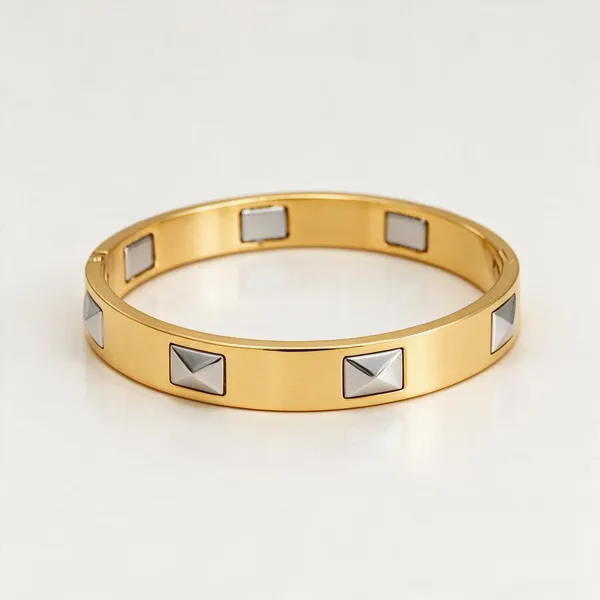Gold_Stainless_Steel_Pyramid_Stud_Side_Lock_Cuff_Bracelet_For_Women