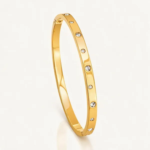 Gold_Stainless_Steel_Scatter_Cz_Side_Lock_Cuff_Bracelet_For_Women