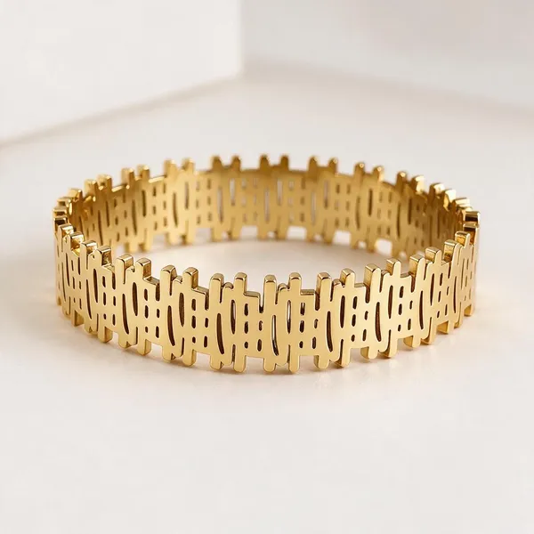 Gold_Stainless_Steel_Sculptural_Etched_Bangle_For_Women