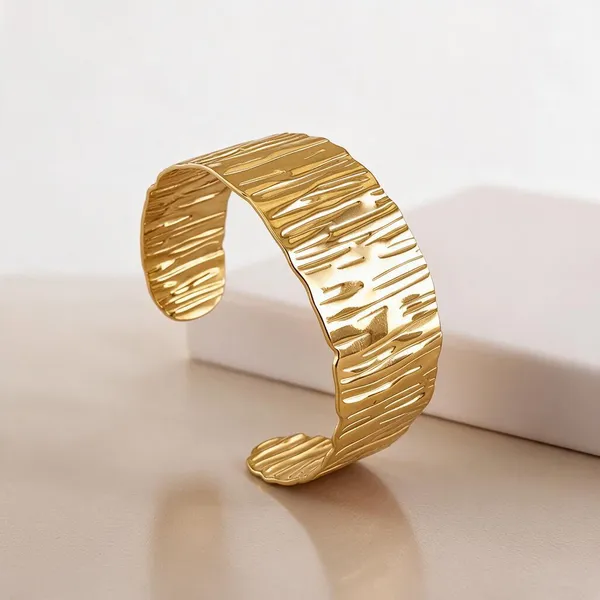 Gold_Stainless_Steel_Sculptural_Etched_Cuff_Bracelet_For_Women