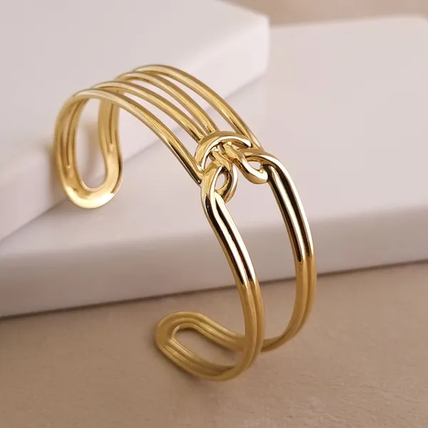 Gold_Stainless_Steel_Sculptural_Knot_Cuff_Bracelet_For_Women