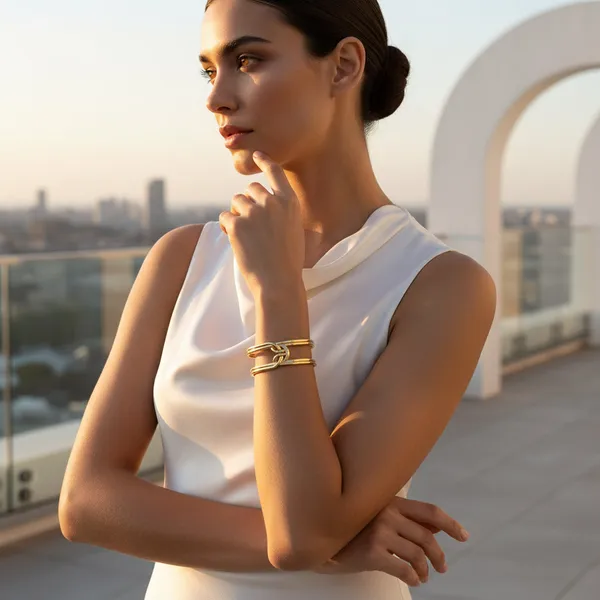 Gold_Stainless_Steel_Sculptural_Knot_Cuff_Bracelet_For_Women