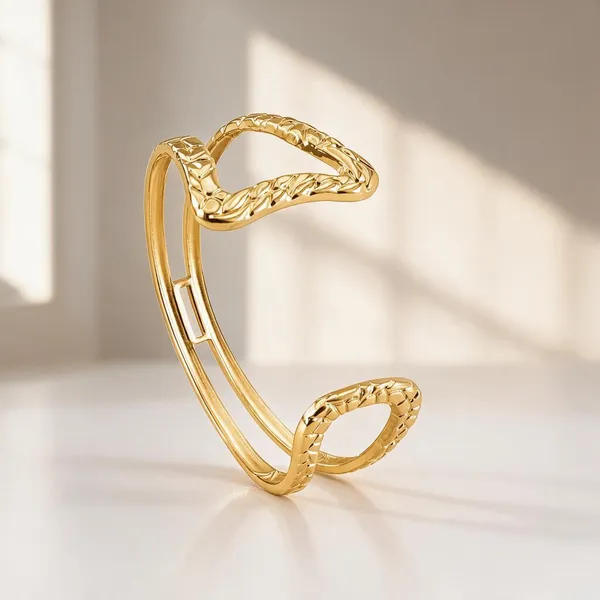 Gold_Stainless_Steel_Sculptural_V-Cuff_Bracelet_For_Women
