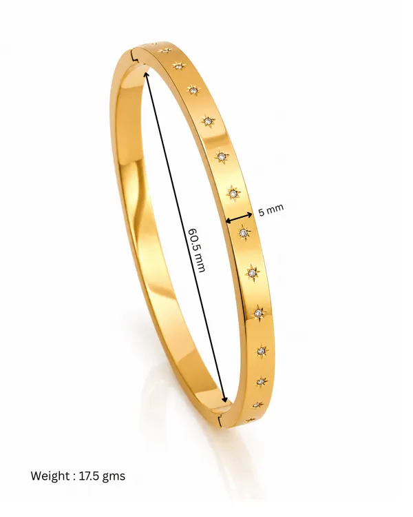 Gold_Stainless_Steel_Cz_Star_Side_Lock_Cuff_Bracelet_For_Women