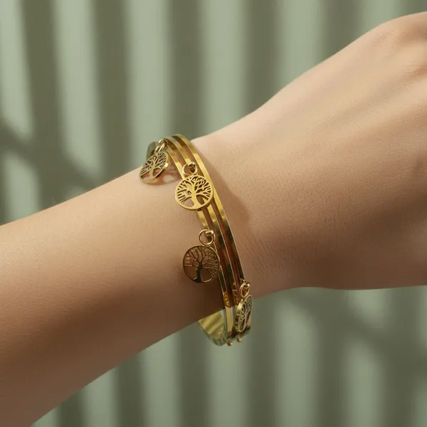 Gold_Stainless_Steel_Tree_Of_Life_Charm_Bangle_For_Women