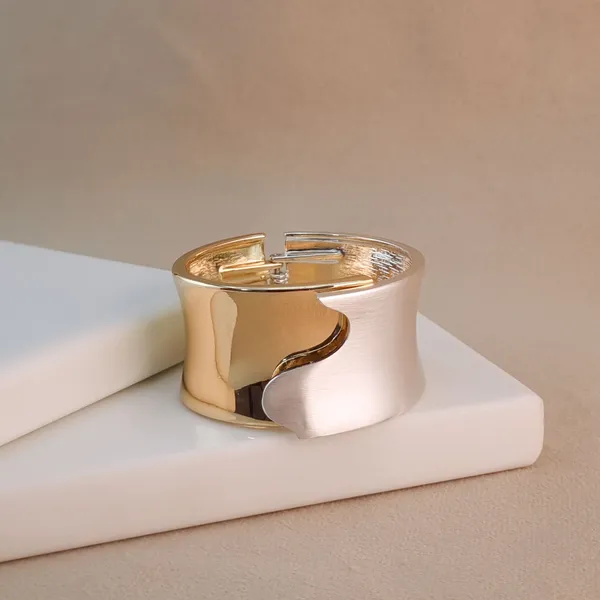 Gold_Stainless_Steel_Two-Tone_Wave_Bangle_For_Women