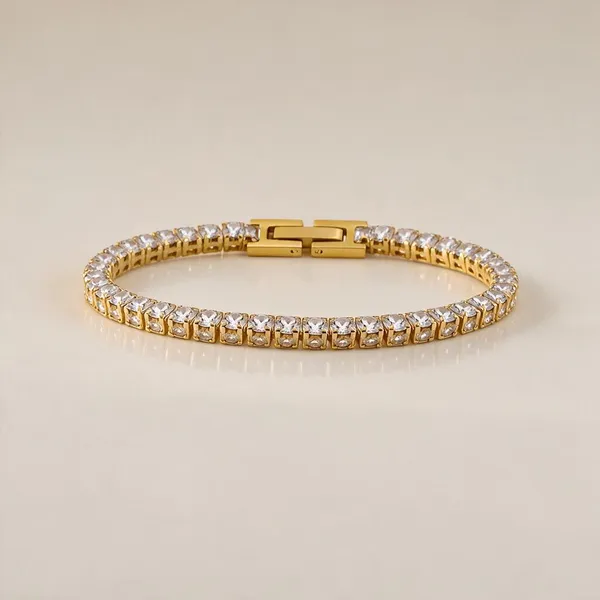 Gold_Stainless_Steel_Baguette_Tennis_Bracelet_For_Women