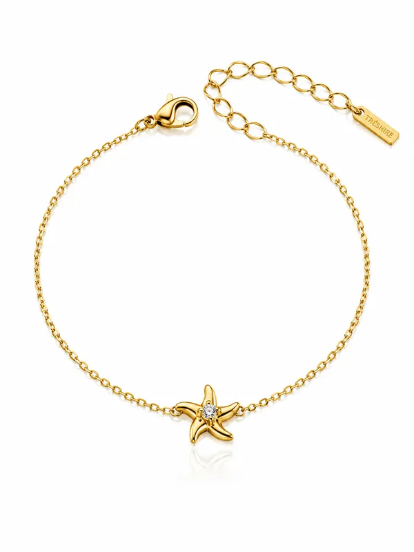 Gold_Stainless_Steel_Coastal_Starfish_Charm_Bracelet_For_Women