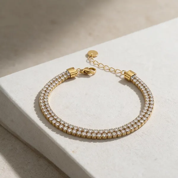 Gold_Stainless_Steel_Double_Row_Tennis_Bracelet_For_Women