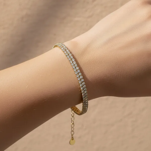 Gold_Stainless_Steel_Double_Row_Tennis_Bracelet_For_Women