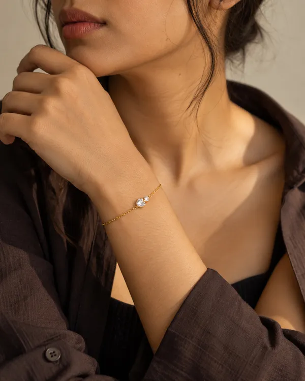 Gold_Stainless_Steel_Duo_Round_Cz_Station_Chain_Bracelet_For_Women