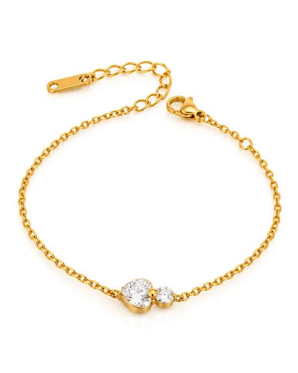 Gold_Stainless_Steel_Duo_Round_Cz_Station_Chain_Bracelet_For_Women