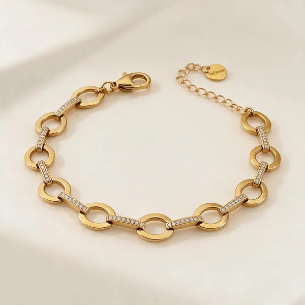Gold_Stainless_Steel_Eternal_Horizon_Link_Bracelet_For_Women