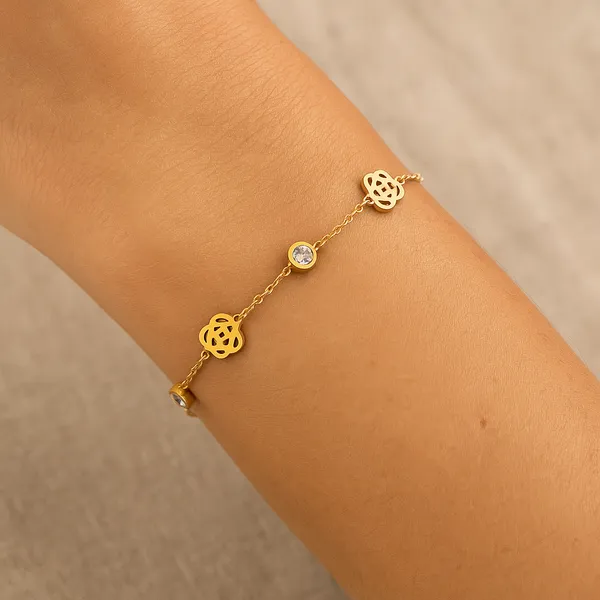 Gold_Stainless_Steel_Flora_Belle_Botanical_Bracelet_For_Women