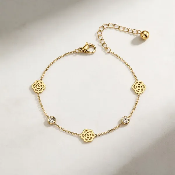 Gold_Stainless_Steel_Flora_Belle_Botanical_Bracelet_For_Women