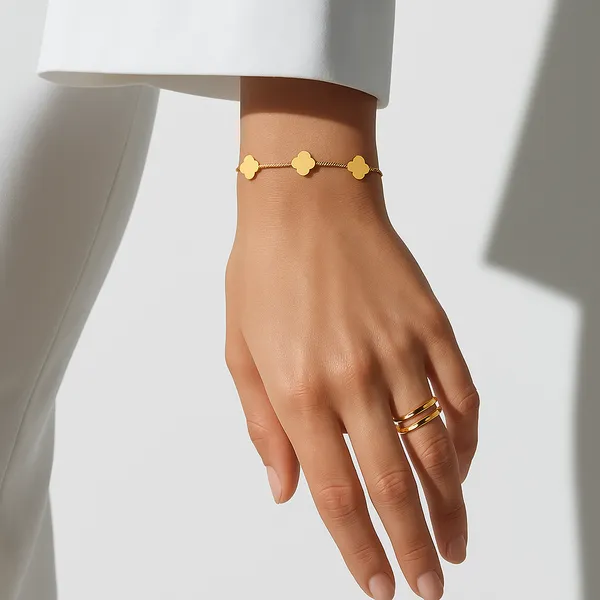 Gold_Stainless_Steel_Golden_Clover_Chain_Bracelet_For_Women