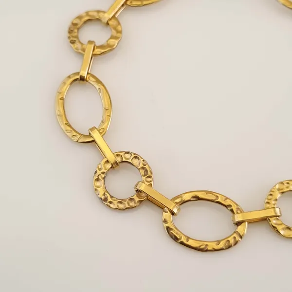Gold_Stainless_Steel_Hammered_Horizon_Link_Bracelet_For_Women