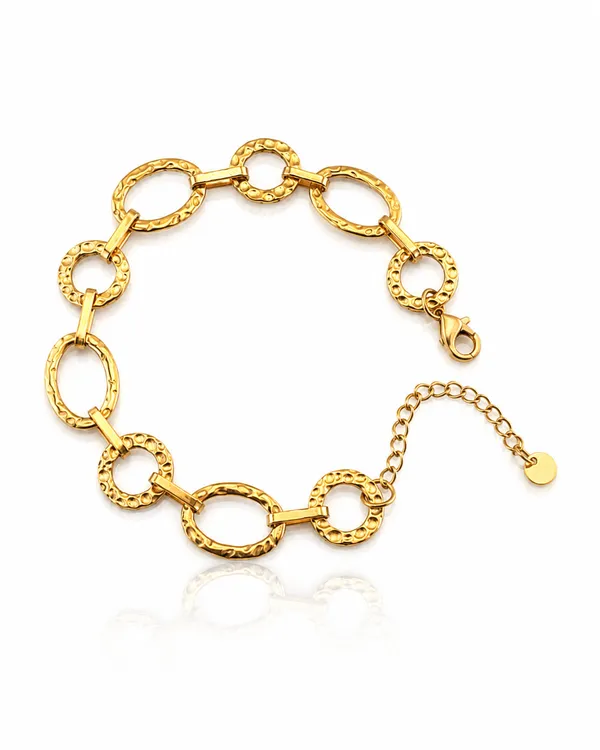 Gold_Stainless_Steel_Hammered_Horizon_Link_Bracelet_For_Women