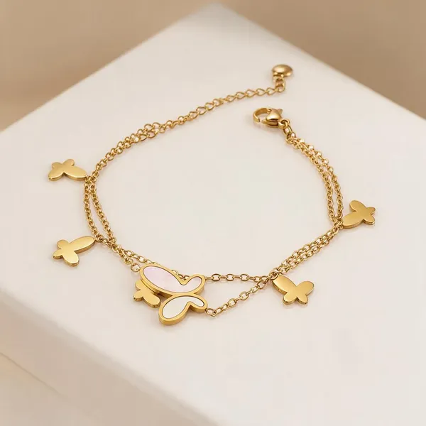 Gold_Stainless_Steel_Mariposa_Double_Chain_Bracelet_For_Women