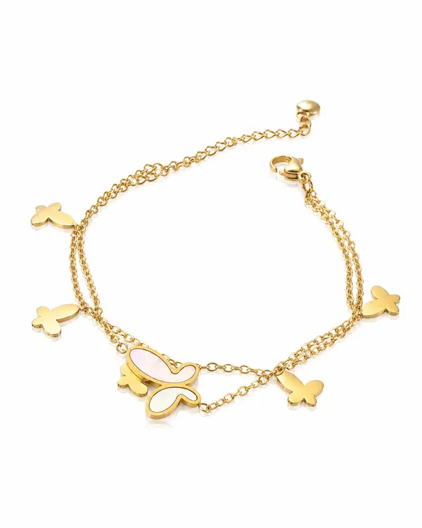 Gold_Stainless_Steel_Mariposa_Double_Chain_Bracelet_For_Women