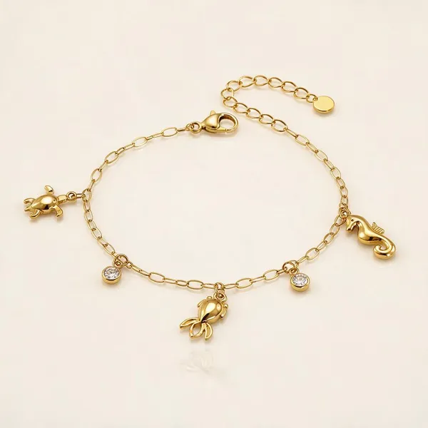 Gold_Stainless_Steel_Maritima_Sea_Charm_Bracelet_For_Women