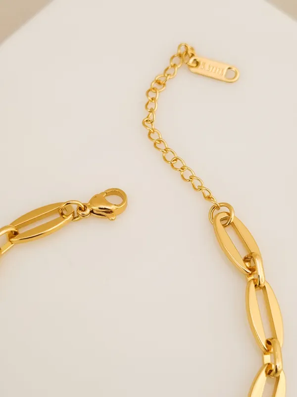 Gold_Stainless_Steel_Oval_Link_Cz_Princess_Station_Bracelet_For_Women