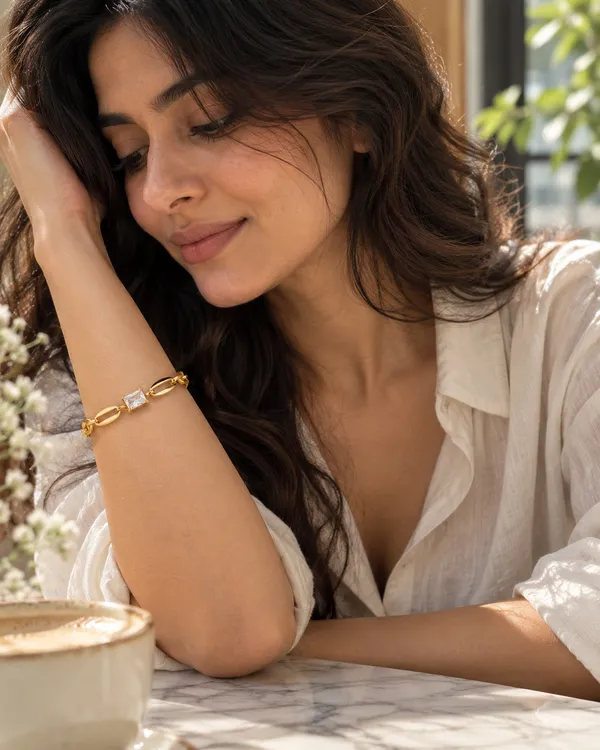 Gold_Stainless_Steel_Oval_Link_Cz_Princess_Station_Bracelet_For_Women