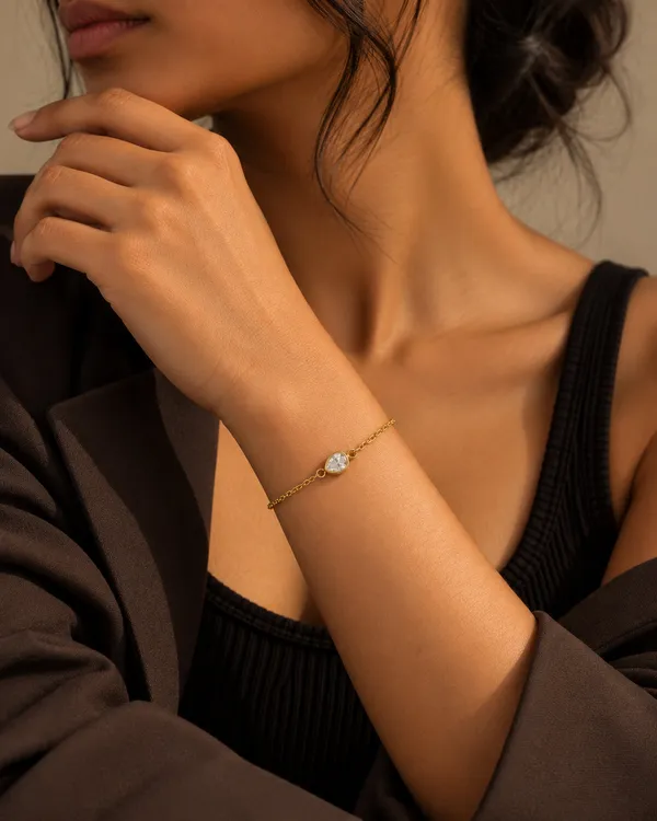 Gold_Stainless_Steel_Pear_Cz_Bezel_Solitaire_Chain_Bracelet_For_Women