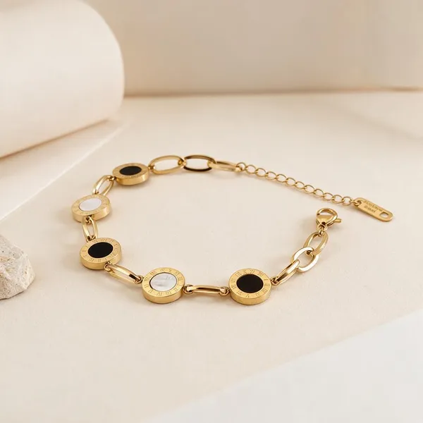 Gold_Stainless_Steel_Roma_Noir_Dualtone_Bracelet_For_Women