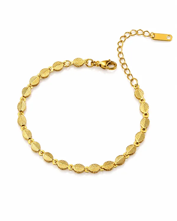 Gold_Stainless_Steel_Leafline_Bracelet_For_Women
