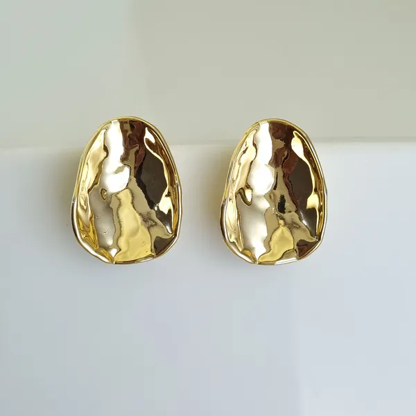 Gold_Stainless_Steel_Hammered_Statement_Stud_Earrings_For_Women