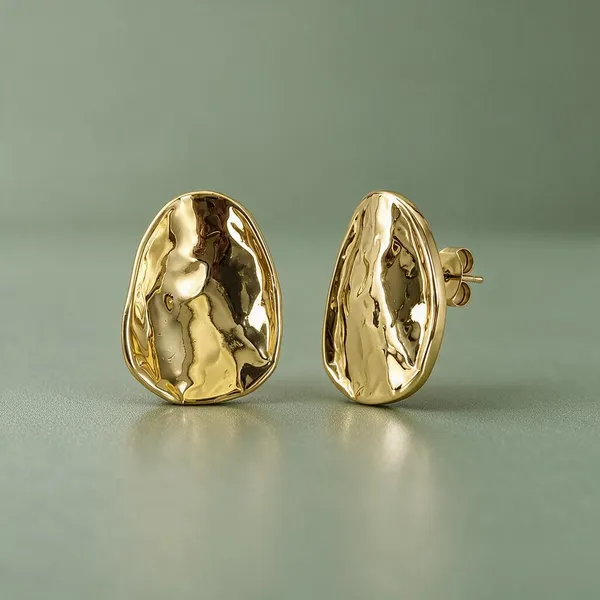 Gold_Stainless_Steel_Hammered_Statement_Stud_Earrings_For_Women